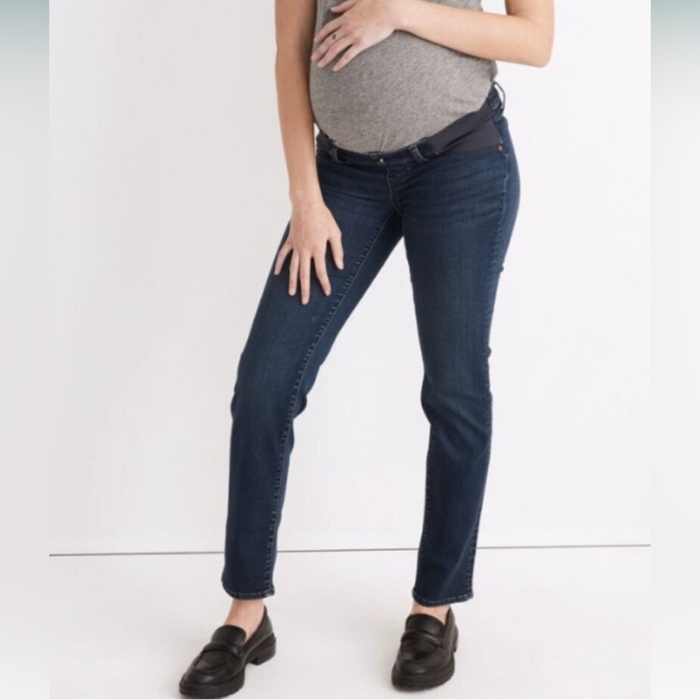 NEW Madewell Maternity Stovepipe Underbelly Side Panel  Stretch Denim Jeans